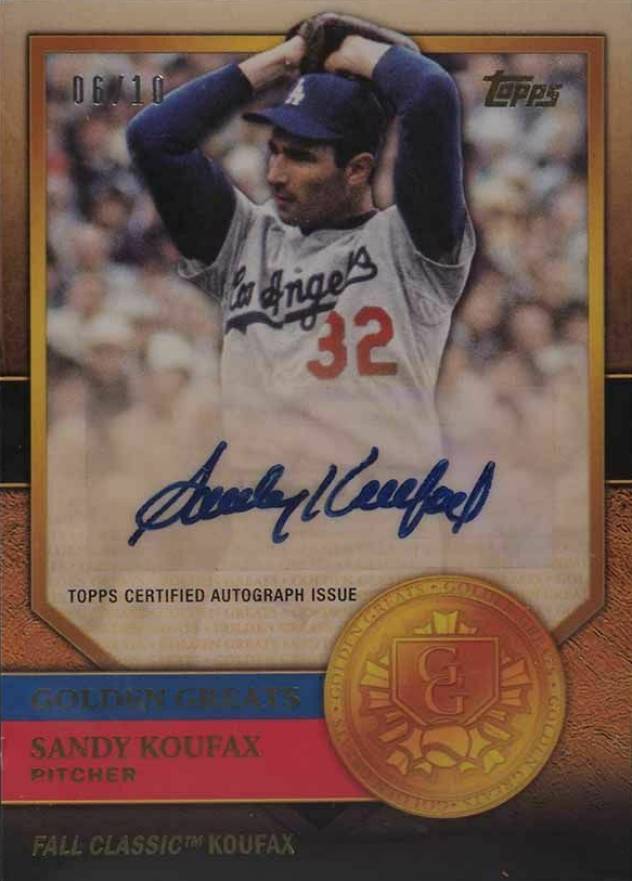 2012 Topps Golden Greats Autographs Sandy Koufax #SK2 Baseball Card