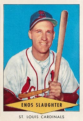 1954 Red Heart Dog Food Enos Slaughter #28 Baseball Card