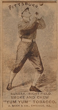 1888 Yum Yum Tobacco SUNDAY. RIGHT FIELD. # Baseball Card