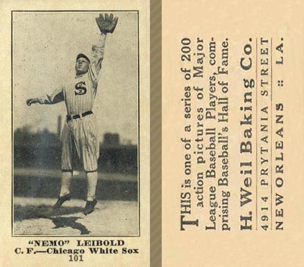1916 Weil Baking Co. Nemo Leibold #101 Baseball Card