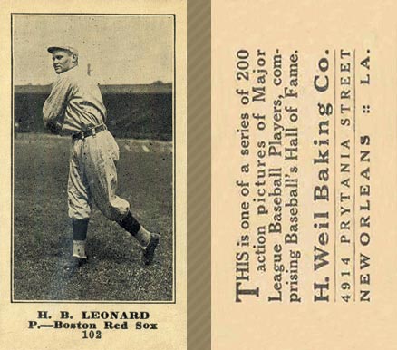 1916 Weil Baking Co. H. B. Leonard #102 Baseball Card
