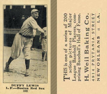 1916 Weil Baking Co. Duffy Lewis #103 Baseball Card