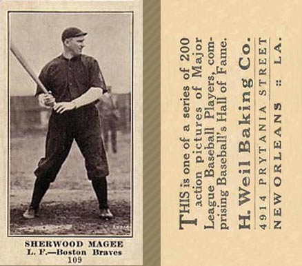 1916 Weil Baking Co. Sherwood Magee #109 Baseball Card