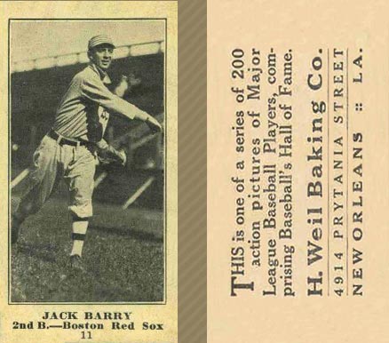 1916 Weil Baking Co. Jack Barry #11 Baseball Card