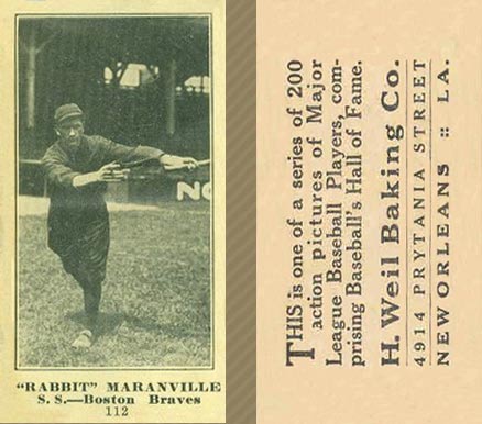 1916 Weil Baking Co. Rabbit Maranville #112 Baseball Card