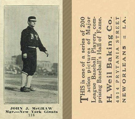 1916 Weil Baking Co. John J. McGraw #116 Baseball Card