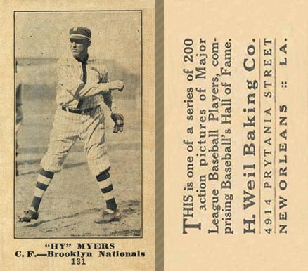 1916 Weil Baking Co. Hy Myers #131 Baseball Card