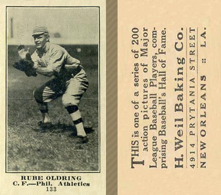 1916 Weil Baking Co. Rube Oldring #133 Baseball Card