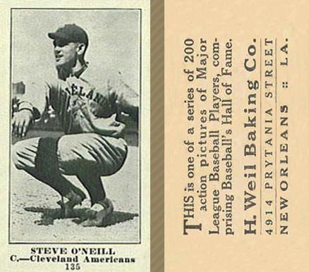 1916 Weil Baking Co. Steve O'Neill #135 Baseball Card