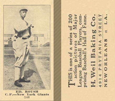 1916 Weil Baking Co. Ed. Roush #146 Baseball Card