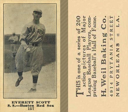 1916 Weil Baking Co. Everett Scott #157 Baseball Card