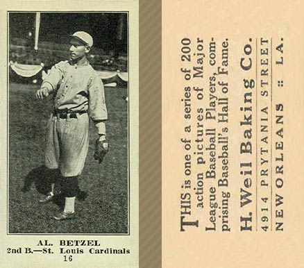 1916 Weil Baking Co. Al Betzel #16 Baseball Card