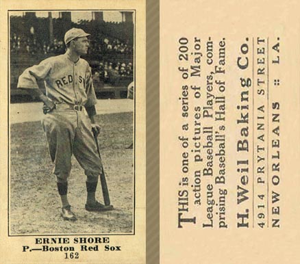 1916 Weil Baking Co. Ernie Shore #162 Baseball Card