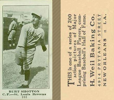 1916 Weil Baking Co. Burt Shotton #163 Baseball Card