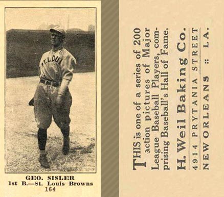 1916 Weil Baking Co. Geo. Sisler #164 Baseball Card
