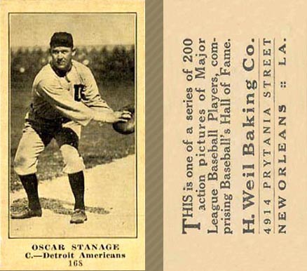 1916 Weil Baking Co. Oscar Stanage #168 Baseball Card