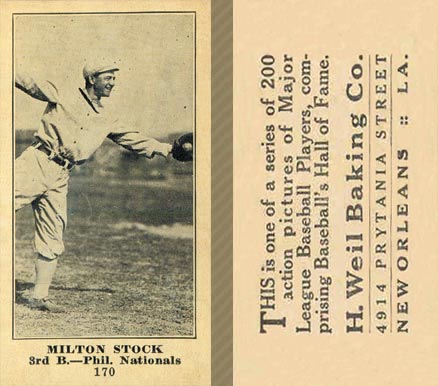 1916 Weil Baking Co. Milton Stock #170 Baseball Card