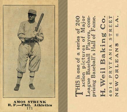 1916 Weil Baking Co. Amos Strunk #171 Baseball Card