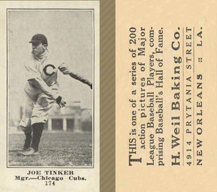 1916 Weil Baking Co. Joe Tinker #174 Baseball Card