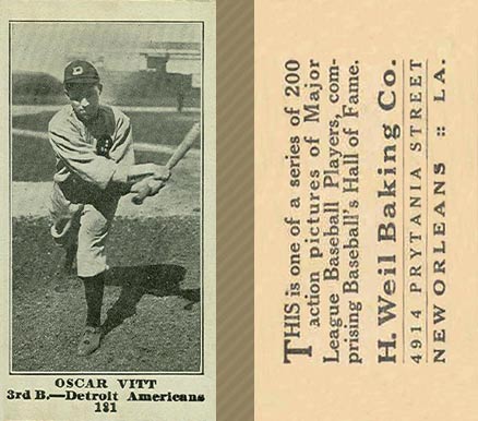 1916 Weil Baking Co. Oscar Vitt #181 Baseball Card