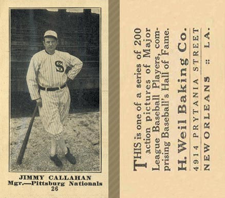 1916 Weil Baking Co. Jimmy Callahan #26 Baseball Card