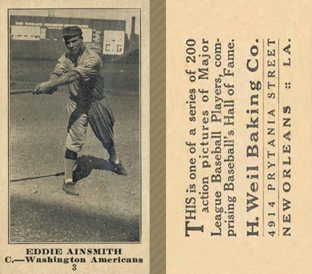 1916 Weil Baking Co. Eddie Ainsmith #3 Baseball Card