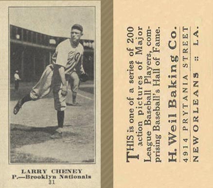 1916 Weil Baking Co. Larry Cheney #31 Baseball Card