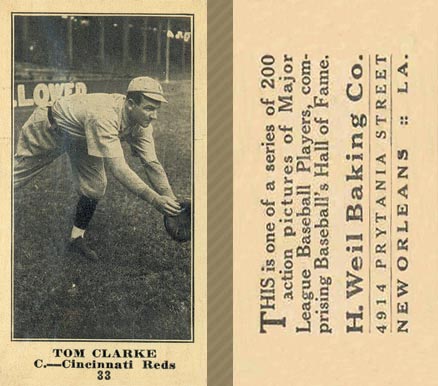 1916 Weil Baking Co. Tom Clarke #33 Baseball Card