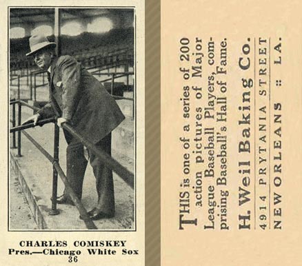 1916 Weil Baking Co. Charles Comiskey #36 Baseball Card
