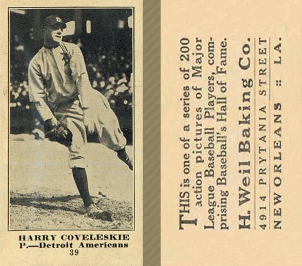 1916 Weil Baking Co. Harry Coveleskie #39 Baseball Card