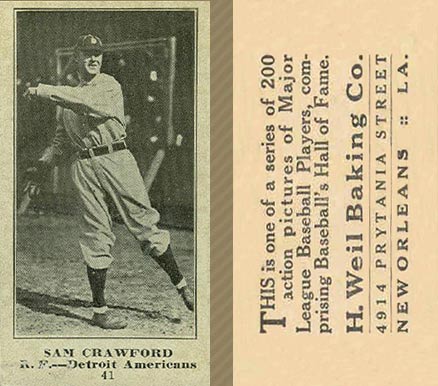1916 Weil Baking Co. Sam Crawford #41 Baseball Card