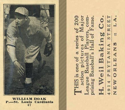 1916 Weil Baking Co. William Doak #47 Baseball Card