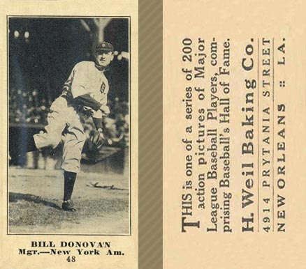 1916 Weil Baking Co. Bill Donovan #48 Baseball Card