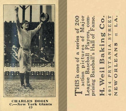 1916 Weil Baking Co. Charles Dooin #49 Baseball Card