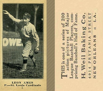 1916 Weil Baking Co. Leon Ames #5 Baseball Card