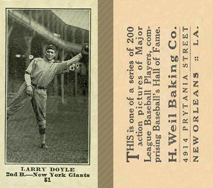 1916 Weil Baking Co. Larry Doyle #51 Baseball Card