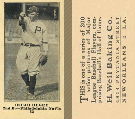 1916 Weil Baking Co. Oscar Dugey #53 Baseball Card
