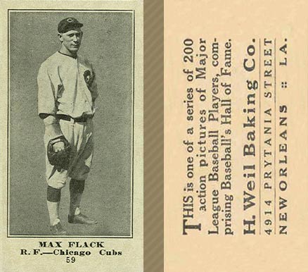 1916 Weil Baking Co. Max Flack #59 Baseball Card