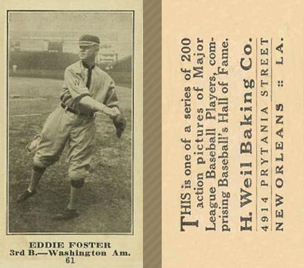 1916 Weil Baking Co. Eddie Foster #61 Baseball Card