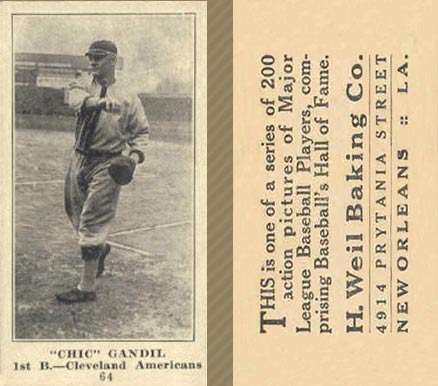 1916 Weil Baking Co. Chic Gandil #64 Baseball Card