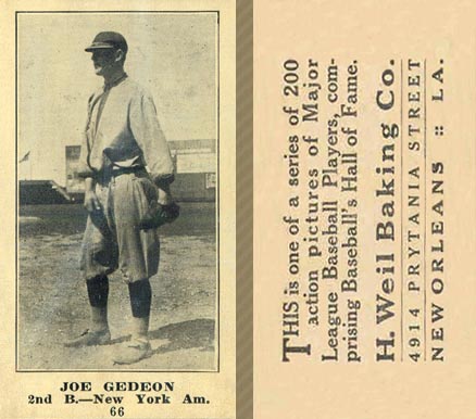 1916 Weil Baking Co. Joe Gedeon #66 Baseball Card