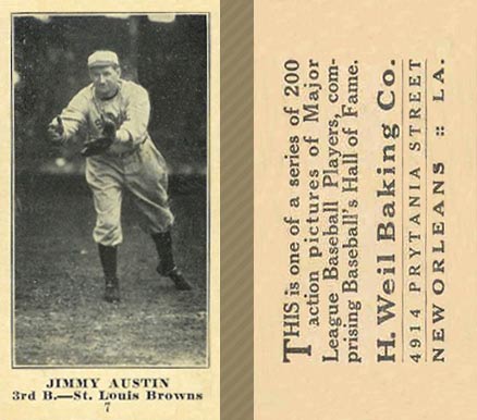 1916 Weil Baking Co. Jimmy Austin #7 Baseball Card