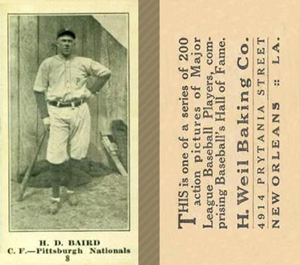 1916 Weil Baking Co. H. D. Baird #8 Baseball Card