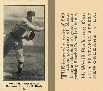 1916 Weil Baking Co. Buck Herzog #81 Baseball Card