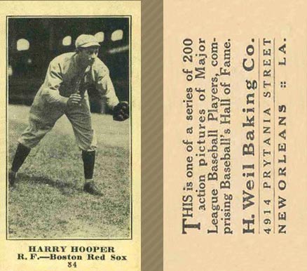 1916 Weil Baking Co. Harry Hooper #84 Baseball Card