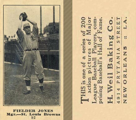 1916 Weil Baking Co. Fielder Jones #92 Baseball Card