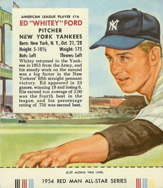 1954 Red Man Tobacco Ed (Whitey) Ford #16 Baseball Card