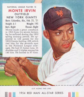 1954 Red Man Tobacco Monte Irvin #5 Baseball Card