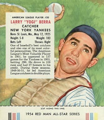 1954 Red Man Tobacco Larry (Yogi) Berra #20 Baseball Card