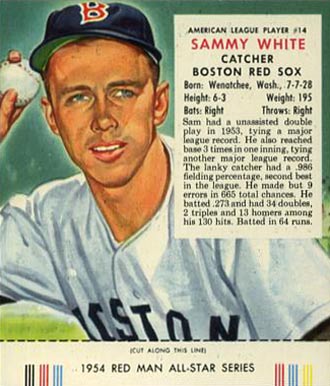 1954 Red Man Tobacco Sammy White #14 Baseball Card